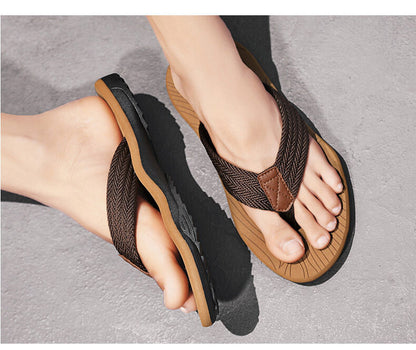 Men's Outdoor Non-Slip Flip Flops, 6 Colors EVA Lightweight Thick-Sole Beach Sandals for Casual & Sports(khaki-40)