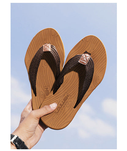 Men's Outdoor Non-Slip Flip Flops, 6 Colors EVA Lightweight Thick-Sole Beach Sandals for Casual & Sports(khaki-42)