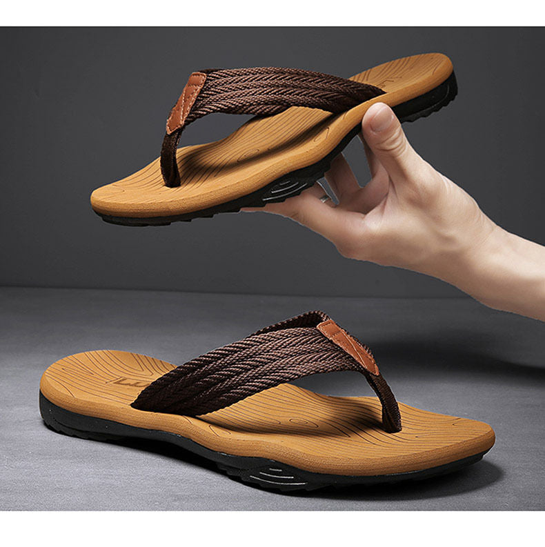 Men's Outdoor Non-Slip Flip Flops, 6 Colors EVA Lightweight Thick-Sole Beach Sandals for Casual & Sports(khaki-43)
