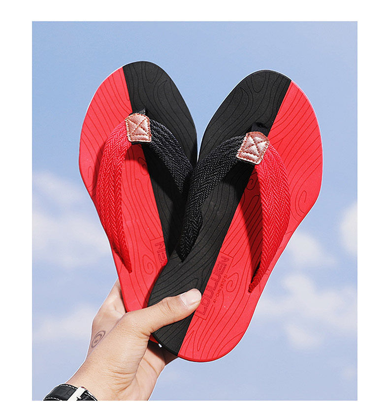 Men's Outdoor Non-Slip Flip Flops, 6 Colors EVA Lightweight Thick-Sole Beach Sandals for Casual & Sports(red and black-41)