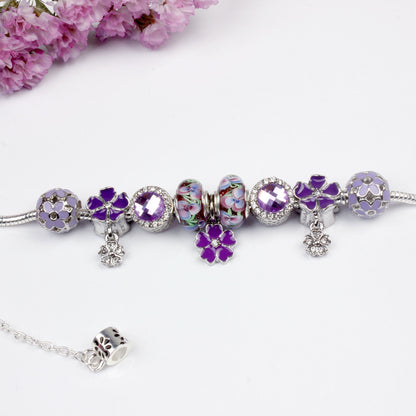 Purple Floral Pendant Bracelet(20cm)