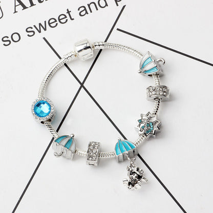 Anime Character Colorful Umbrella Alloy Charm Bracelet with Rhinestones(20cm)