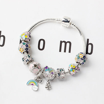 Sky-themed Heart Wreath Rainbow Pendant Alloy Bracelet(20cm)