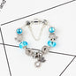 Charm Bracelet with Tortoise, Heart, Clover Pendant(Blue,19cm)
