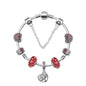 Red Zircon Beaded Christmas Tree Pendant Alloy Bracelet(18cm)