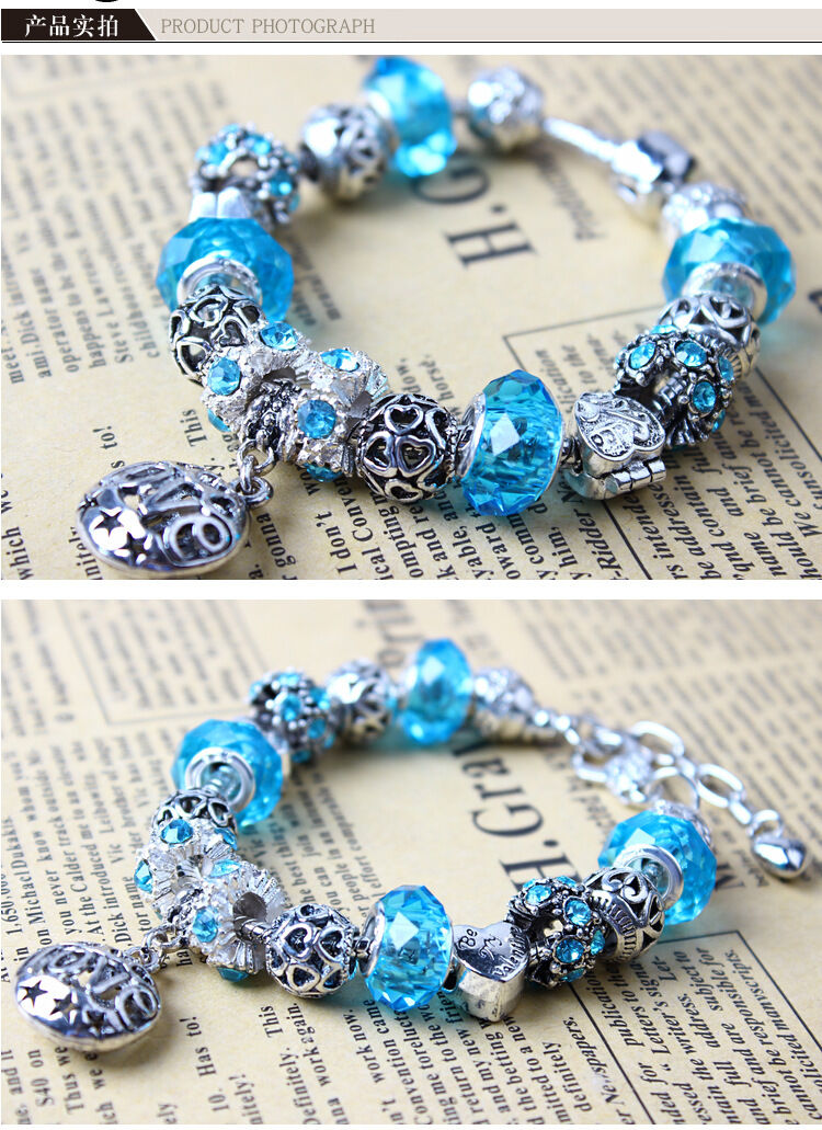 Vintage Crystal Zircon Beaded Bracelet with Hollow LOVE Alloy Pendant, Adjustable Snake Chain Bracelet(20cm+5cm)
