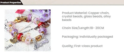 Love-Themed Beaded Bracelet with Crystal & Letter Pendant(19cm)