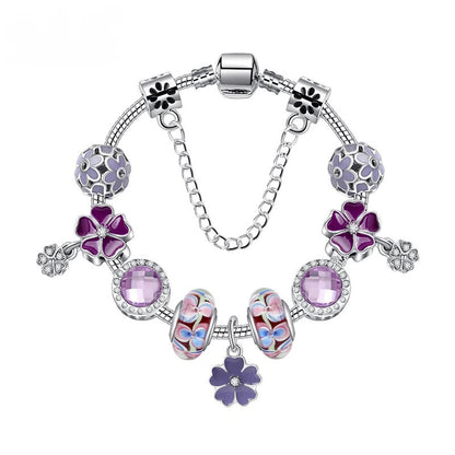 Combo Deal: Tortoise Bead, Purple Floral, Blue Starry Sky Bracelets - Mix & Match,Buy 2 for Better Price(double-19cm)