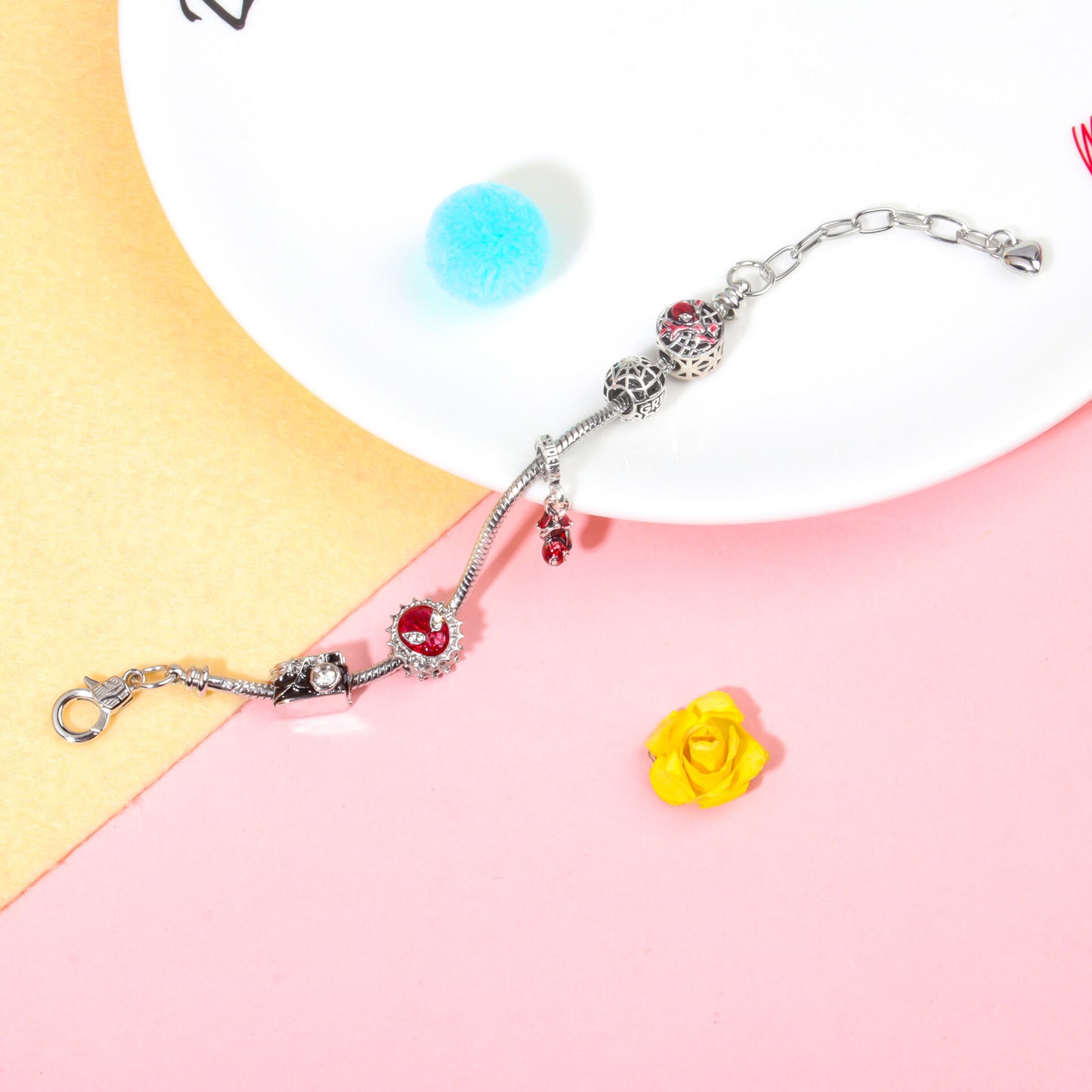 Cartoon Punk Spider-Man Themed Rhinestone Bracele(19cm)