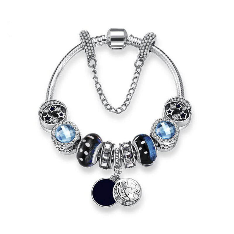 Combo Deal: Tortoise Bead, Purple Floral, Blue Starry Sky Bracelets - Mix & Match,Buy 3 for Better Price(triple-19cm)