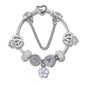 Rhinestone Heart & Crown Bead Bracelet,Fashion Sweet Jewelry for Women(silver-16cm)