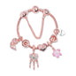 Rose Gold Bracelet with Dreamcatcher & Lily Pendant, Crystal Zircon Beads(18cm)