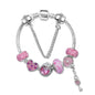 Classic Rhinestone-Inlaid Glass Bead Dreamcatcher Bracelet(pink-21cm)