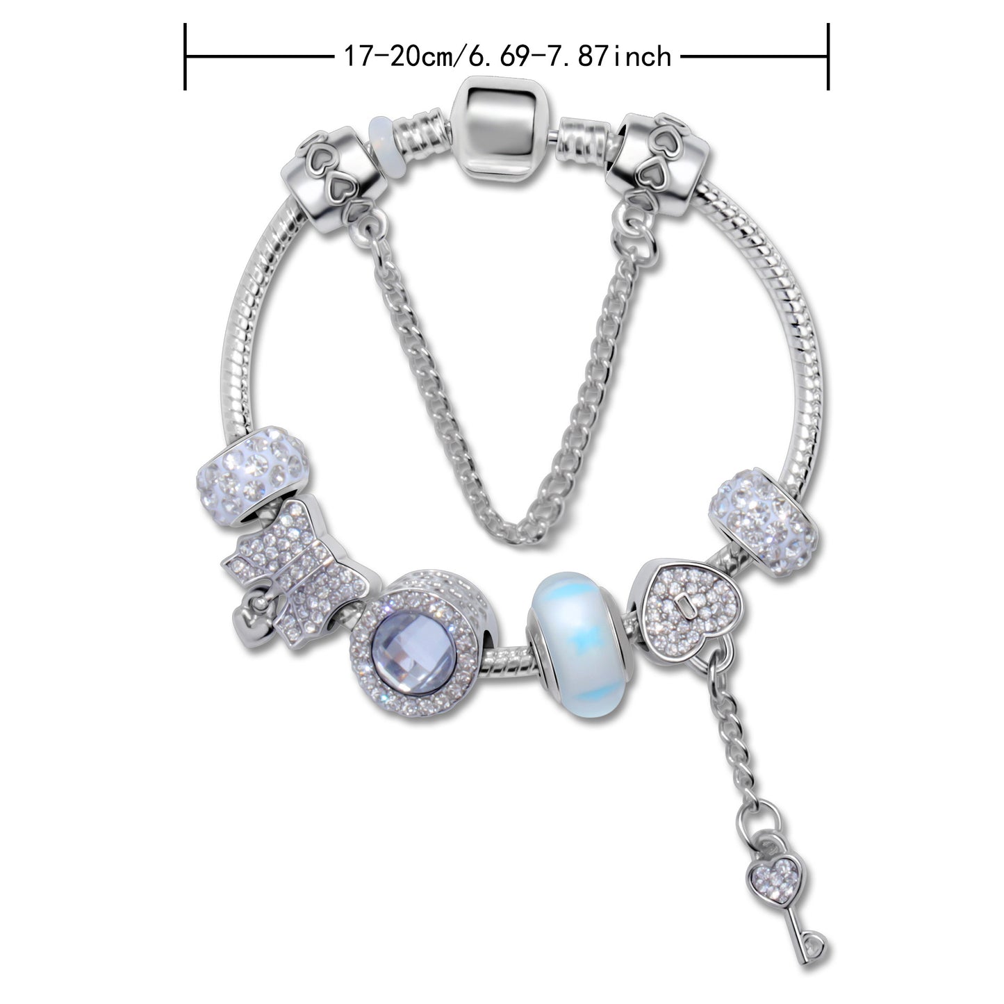 Classic Rhinestone-Inlaid Glass Bead Dreamcatcher Bracelet(silver-18cm)