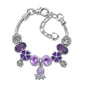 Romantic Floral Big Glass Bead Petal Pendant DIY Bracelet(purple-21cm)