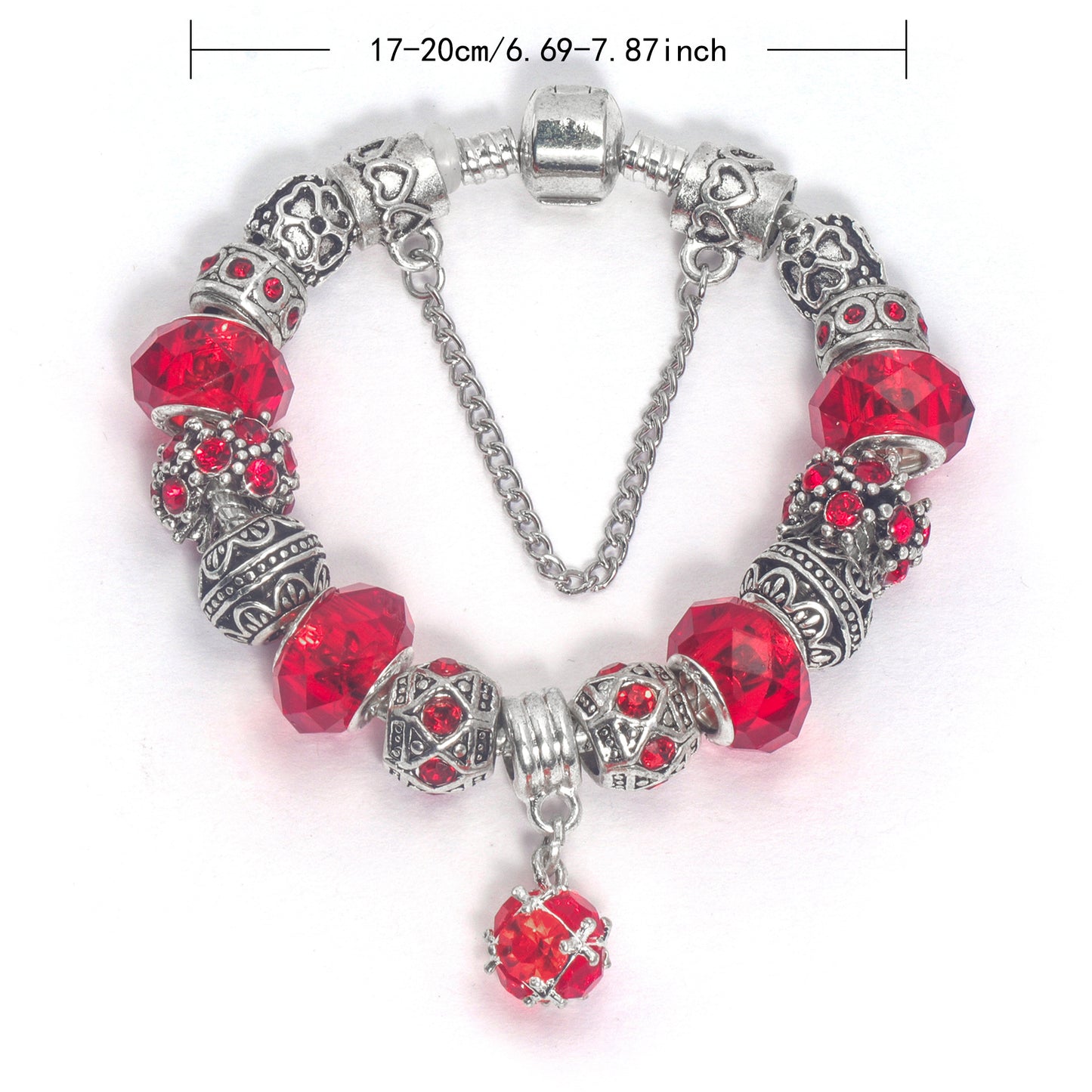Ethnic Crystal Bead DIY Bracelet Red Alloy Electroplated Big Bead Bracelet(18cm)