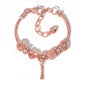 Rose Gold Hollow Carved Heart Bead Tassel Bracelet(17cm)