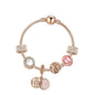 Glamorous Gold Bracelet with Rhinestones, Colorful Cubic Zirconia, Hollow Beads & Double-Disc Pendant(18cm)