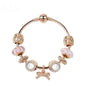 Glamorous Golden Bracelet with Rhinestone Glass, Zircon, Hollow Beads & Bow Pendant(20cm)