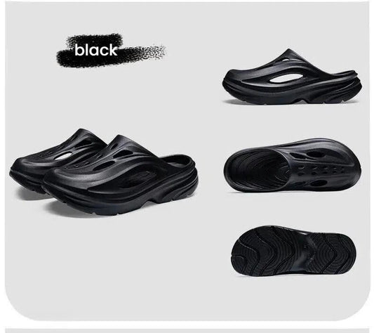Men's Summer EVA Crocs with 3 Color Options - Breathable, Non-Slip, Comfortable Beach & Casual Sandals(black-43.5-44)