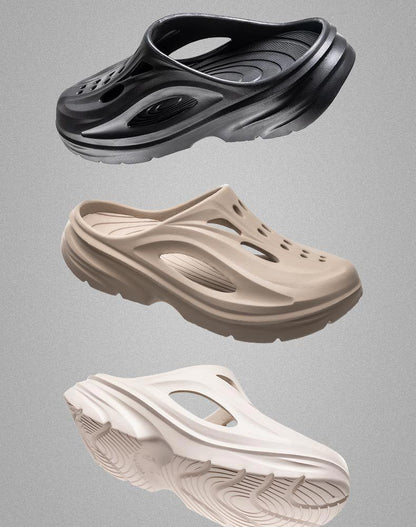 Men's Summer EVA Crocs with 3 Color Options - Breathable, Non-Slip, Comfortable Beach & Casual Sandals(khaki-42.5-43)