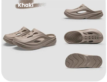 Men's Summer EVA Crocs with 3 Color Options - Breathable, Non-Slip, Comfortable Beach & Casual Sandals(khaki-44.5-45)