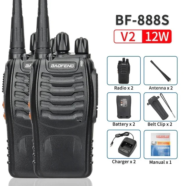 V2 Walkie Talkie Long Range Radio (2PCS BF-888S)
