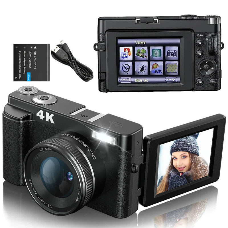 4K Digital Camera with Autofocus Anti-Shake Black