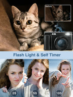 4K Digital Camera with Autofocus Anti-Shake Black