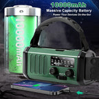 10000mAh Solar-Powered Emergency Radio with Flashlight