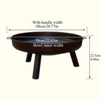 Outdoor Metal Fire Pit Bowl with Handles & Legs
