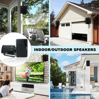 3-Way Waterproof Wall Mount Speakers Black