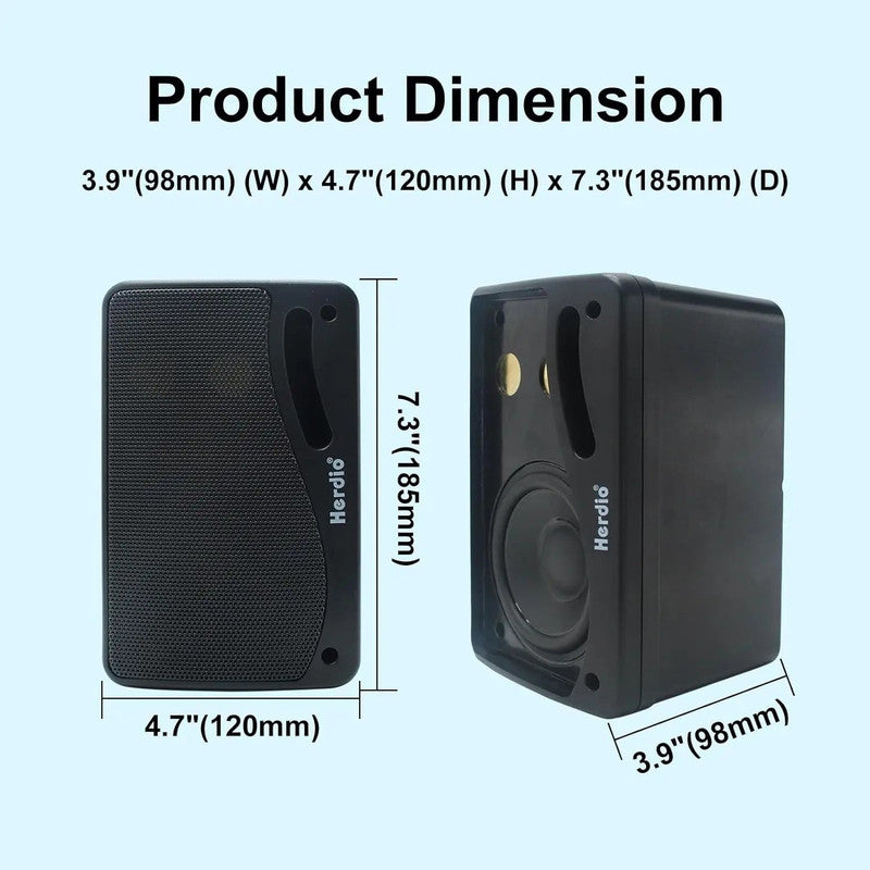 3-Way Waterproof Wall Mount Speakers Black