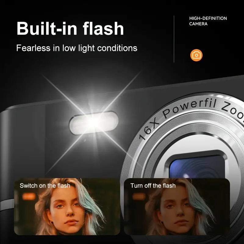 Digital Camera 1080P HD with 16X Zoom and 32GB Card
