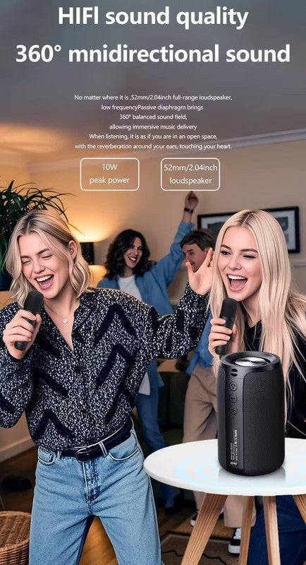 Wireless Speaker with Dual Karaoke Microphones