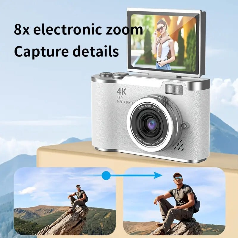 Retro CCD-4K Digital Camera with Flip Screen