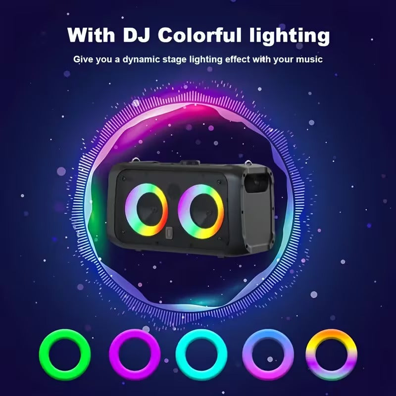 Portable Karaoke Speaker with 2 Wireless Microphones