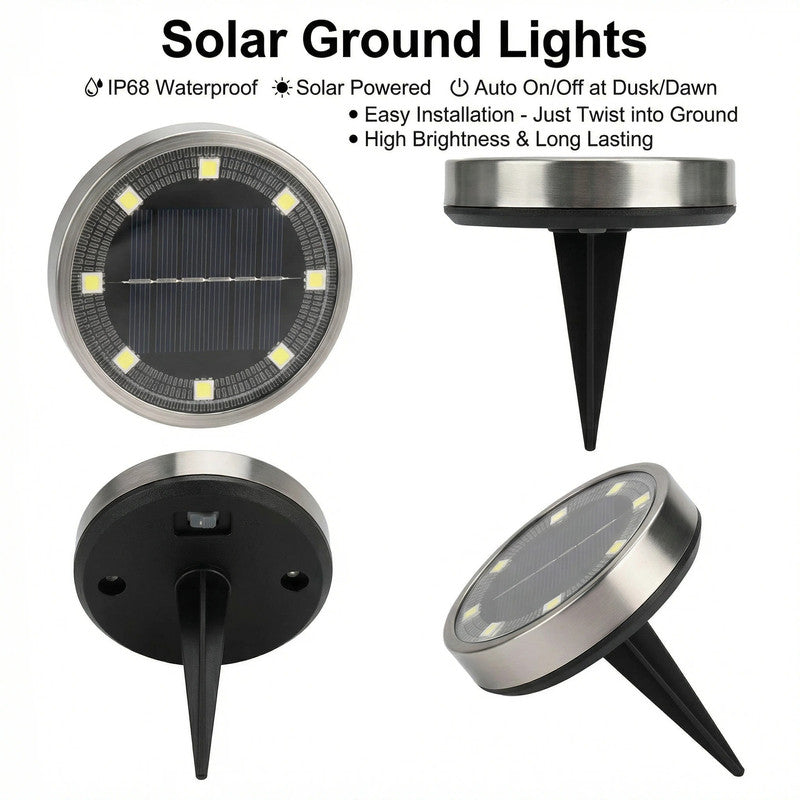 30pcs Solar Ground Lights IP68 Waterproof Warm Light High Brightness Auto On/Off Long Lasting