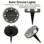 30pcs Solar Ground Lights IP68 Waterproof Warm Light High Brightness Auto On/Off Long Lasting