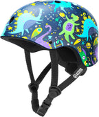 OutdoorMaster Youth & Kids Bike Helmet - Adjustable Multi-Sports Skateboard Helmet with Removable Liners for Balance Bike, Kids Scooter, One Wheel Hoverboard,Graffiti-style helmet-Dinoverse Madness-Large