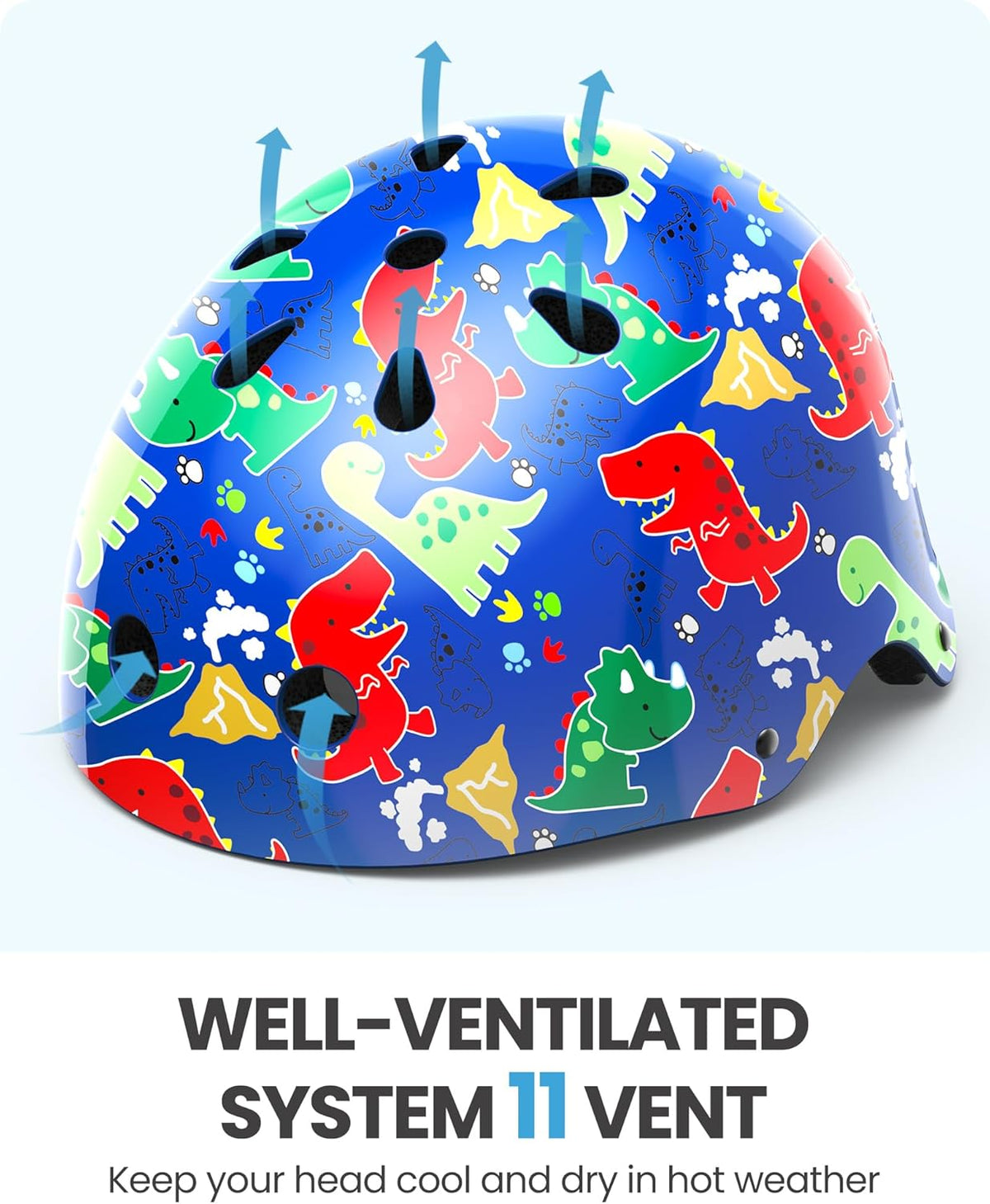 OutdoorMaster Youth & Kids Bike Helmet - Adjustable Multi-Sports Skateboard Helmet with Removable Liners for Balance Bike, Kids Scooter, One Wheel Hoverboard,Graffiti-style helmet-Dino Volcanoland-Medium