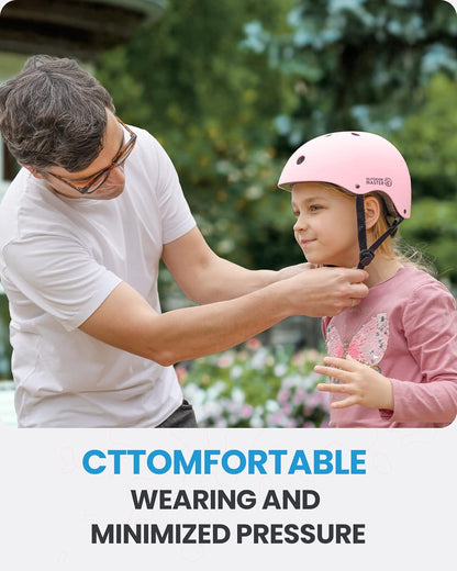 OutdoorMaster Youth & Kids Bike Helmet - Adjustable Multi-Sports Skateboard Helmet with Removable Liners for Balance Bike, Toddler Scooter, One Wheel Hoverboard-Light Pink-Small