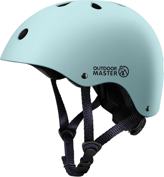 OutdoorMaster Youth & Kids Bike Helmet - Adjustable Multi-Sports Skateboard Helmet with Removable Liners for Balance Bike, Toddler Scooter, One Wheel Hoverboard-Mint Green-Large