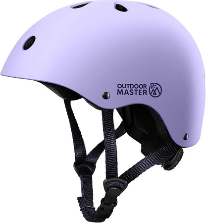 OutdoorMaster Youth & Kids Bike Helmet - Adjustable Multi-Sports Skateboard Helmet with Removable Liners for Balance Bike, Toddler Scooter, One Wheel Hoverboard-Taro purple-Small