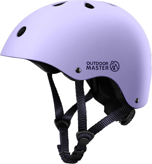 OutdoorMaster Youth & Kids Bike Helmet - Adjustable Multi-Sports Skateboard Helmet with Removable Liners for Balance Bike, Toddler Scooter, One Wheel Hoverboard-Taro purple-Small