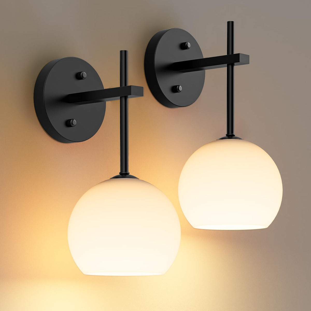 Wall Sconces Set of Two, Wireless Battery Operated Wall Decor with Remote, Sconces Wall Lighting with Glass Shade, Upward and Downward Installation, 12 RGB Colors and 3 CCT Options