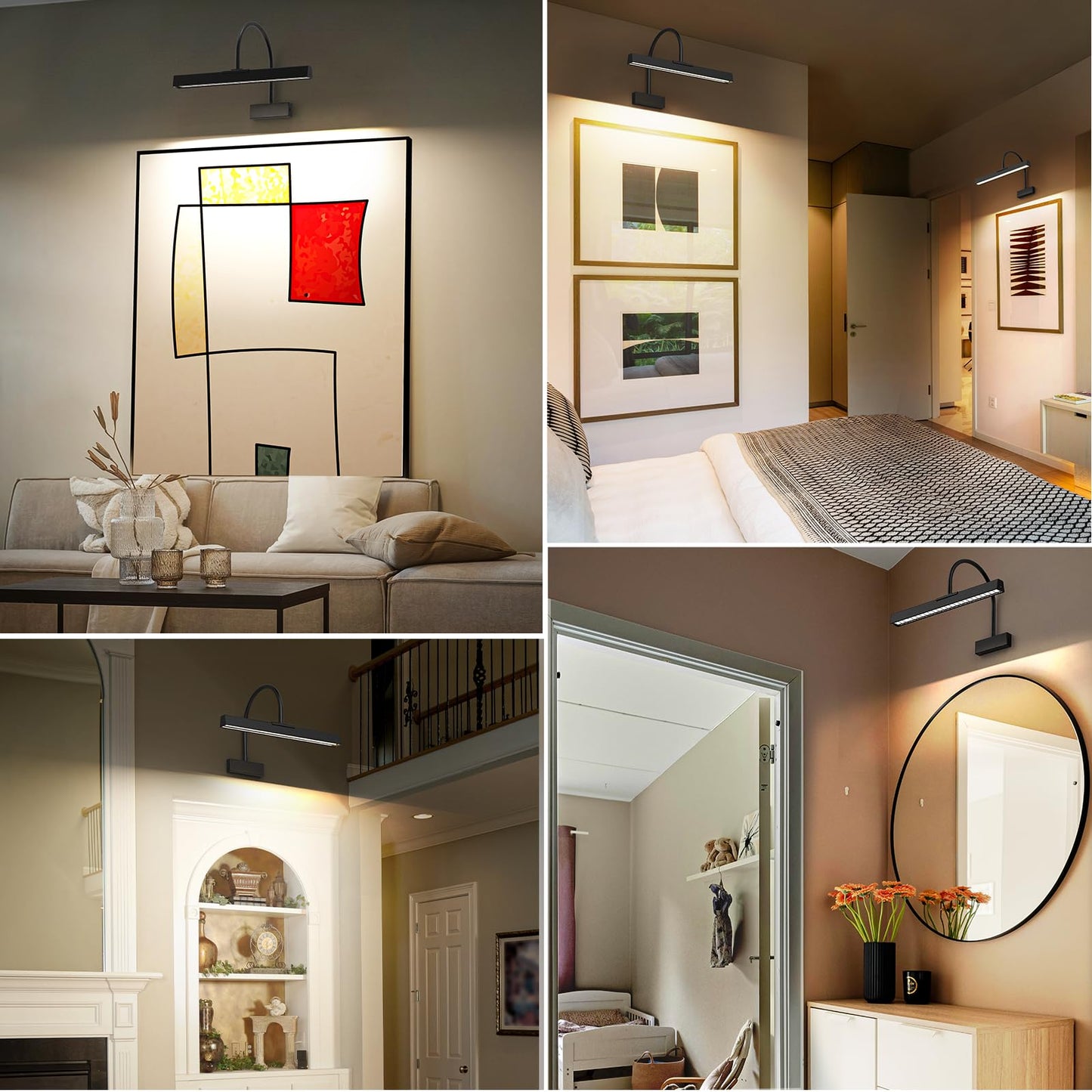 Picture Frame Light with Remote, Wireless 16 Inch Black Art Light, Battery Operated Picture Light with 3 CCT, Dimmable and Timer Wall Picture Lights for Painting, Wall, Gallery, Artwork, Frame