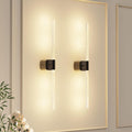 Black Battery Operated Wall Sconce Set of 2, Rechargeable Wireless Wall Lights with Remote and Touch, 360° Rotatable Sconces Wall Decor for Bedroom Living Room (23.62 Inch, 2-Pack)