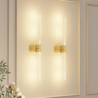 Gold Battery Operated Wall Sconce Set of 2, Rechargeable Wireless Wall Lights with Remote and Touch, 360° Rotatable Sconces Wall Decor for Bedroom Living Room (23.62 Inch, 2-Pack)