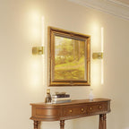 Gold Battery Operated Wall Sconce Set of 2, Rechargeable Wireless Wall Lights with Remote and Touch, 360° Rotatable Sconces Wall Decor for Bedroom Living Room (23.62 Inch, 2-Pack)